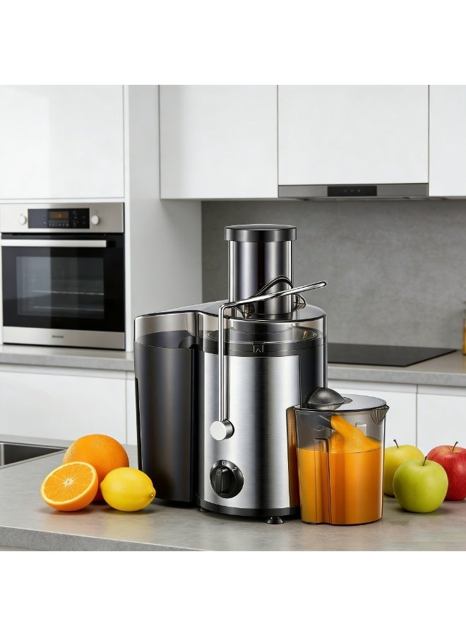 Juicer Extractor, High-Powered Motor, Stainless Steel Design, Large 1.7L Pulp Container, 1.1L Juice Collector, Dual Speed Control, XL Feeding Chute, 1.7 L - Image 1